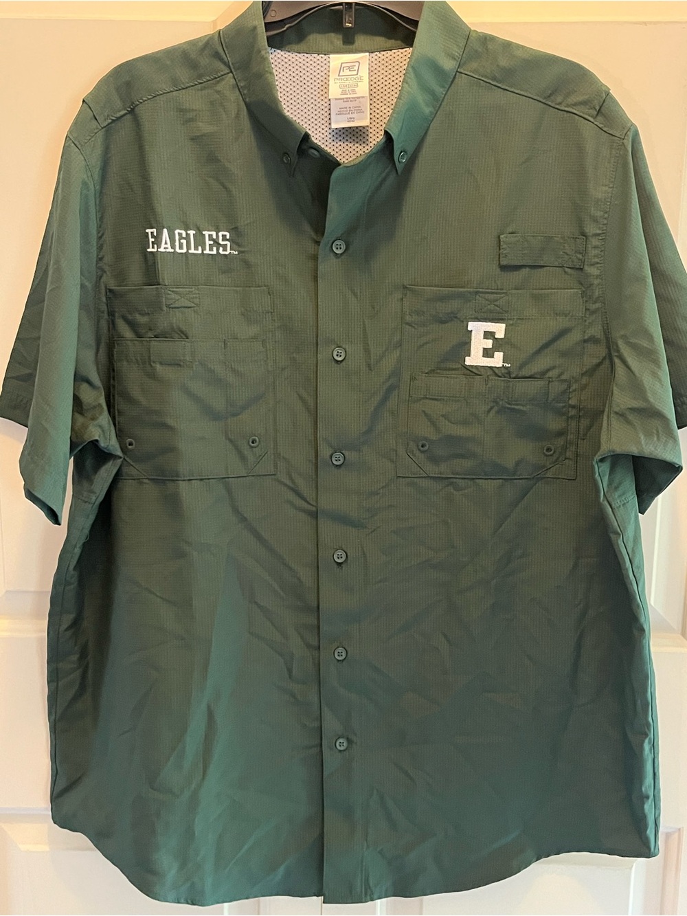 Pro Edge EMU Short-Sleeve Button-Down Shirt with White Embroidery Size L
